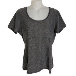 Eddie Bauer Womens T Shirt Large Gray Activewear Scoop Neck Short Sleeve Workout